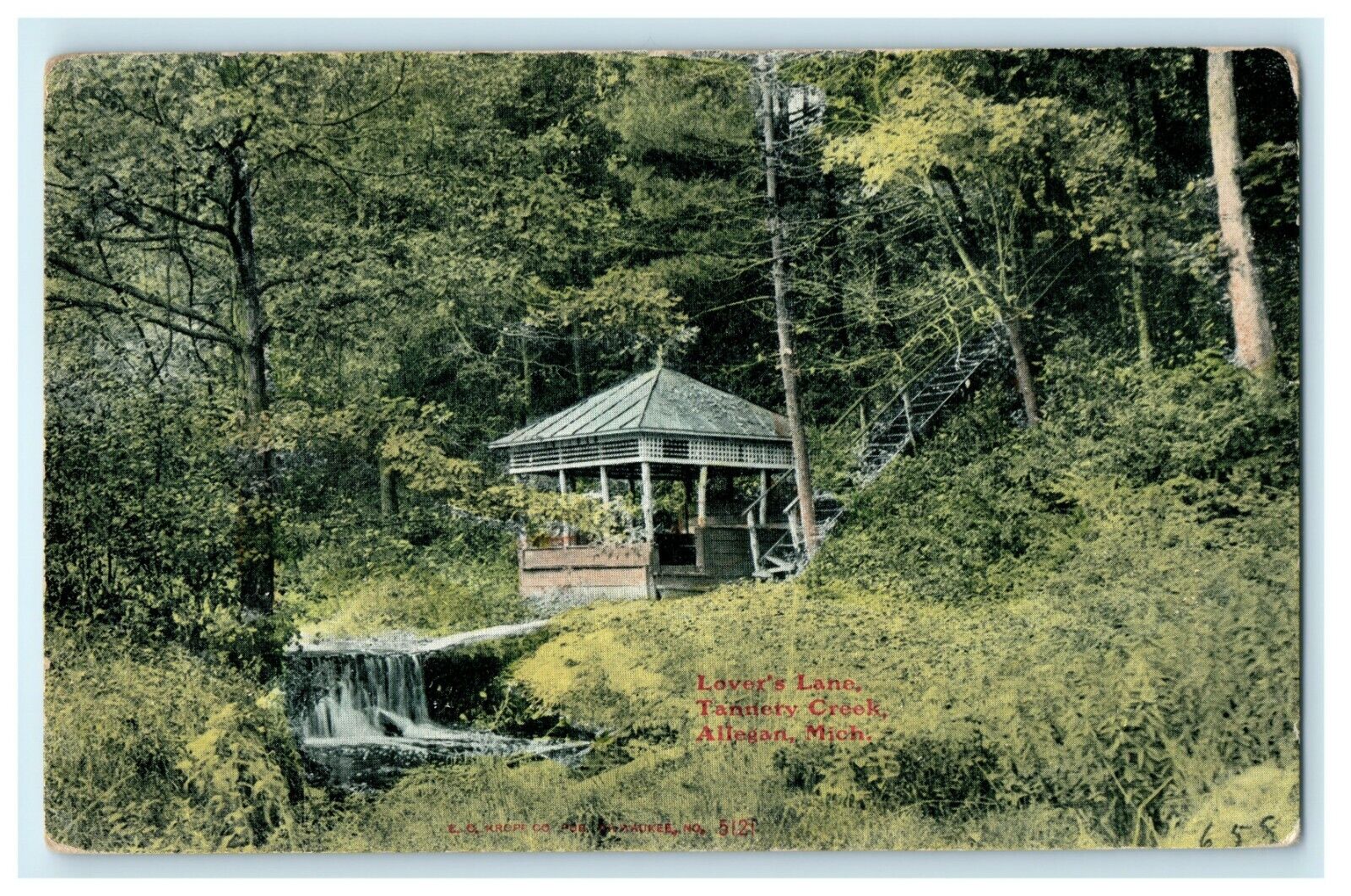 1913 Lover\'s Lane, Tannery Creek, Allegan Michigan MI Antique Postcard