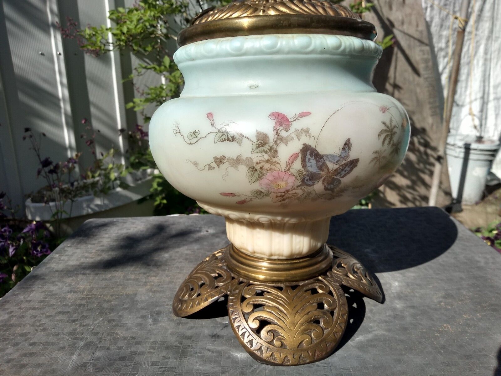 Vintage Painted Oil Lamp Base