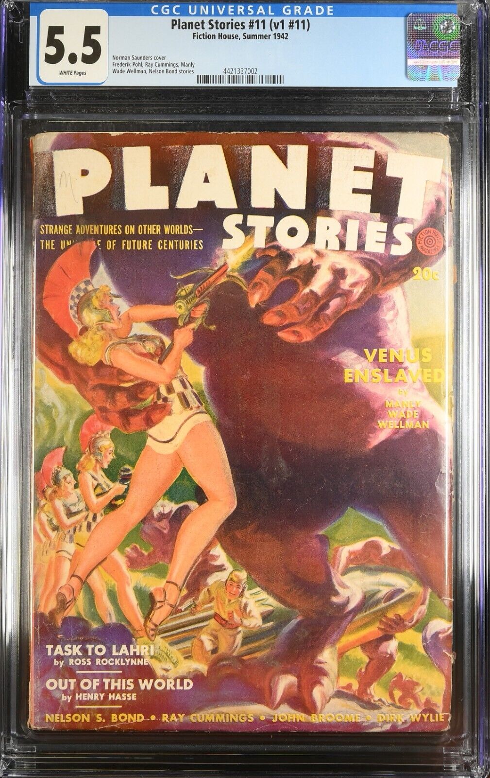 PLANET STORIES #11 (V1 #11) CGC 5.5 W PGS FICTION HOUSE SUMMER 1942 PULP SCI-FI