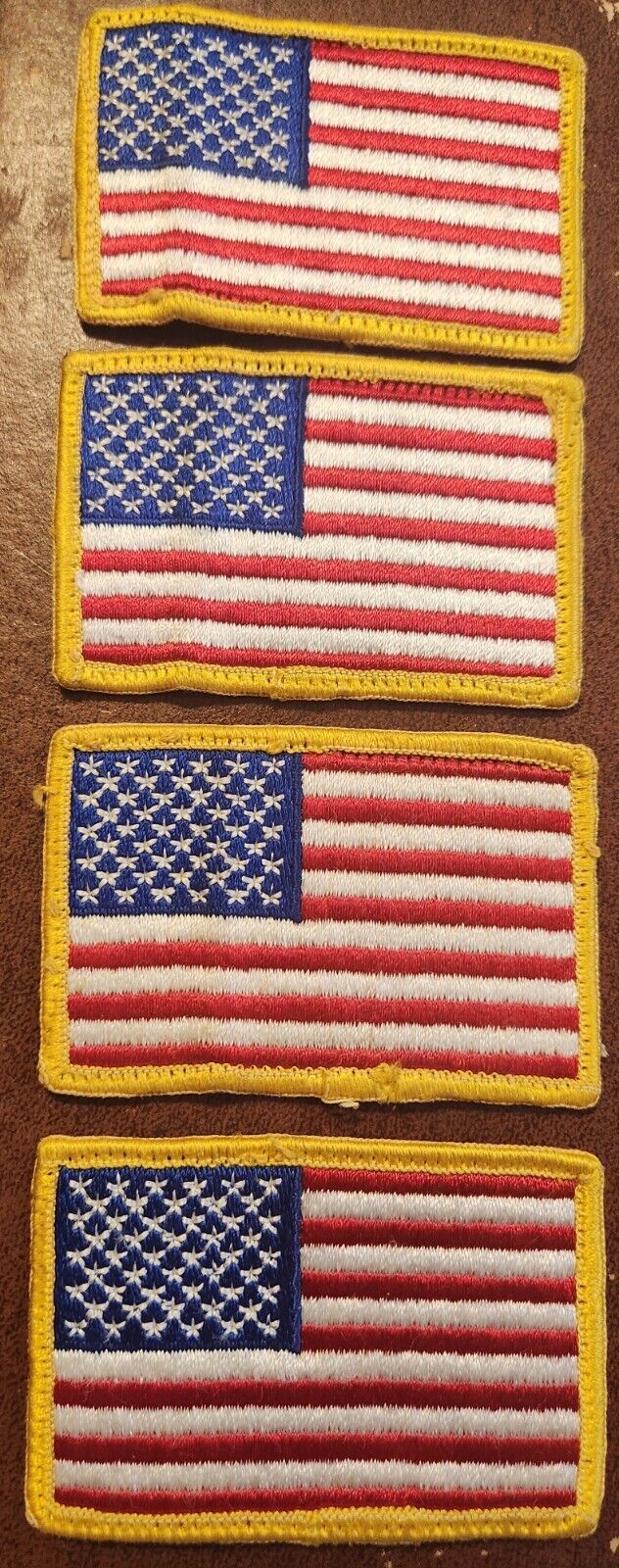 four vintage military biker 50 star us flag embroidered patches