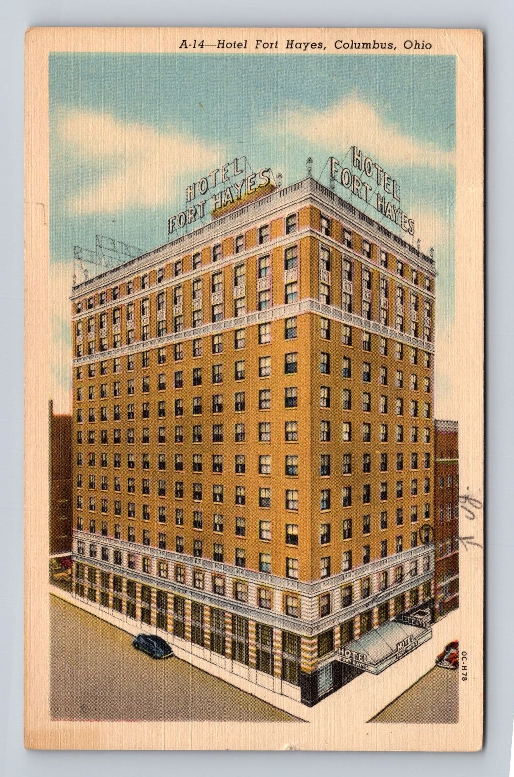 Columbus OH-Ohio, Hotel Fort Hayes, Advertising, Antique Vintage c1954 Postcard