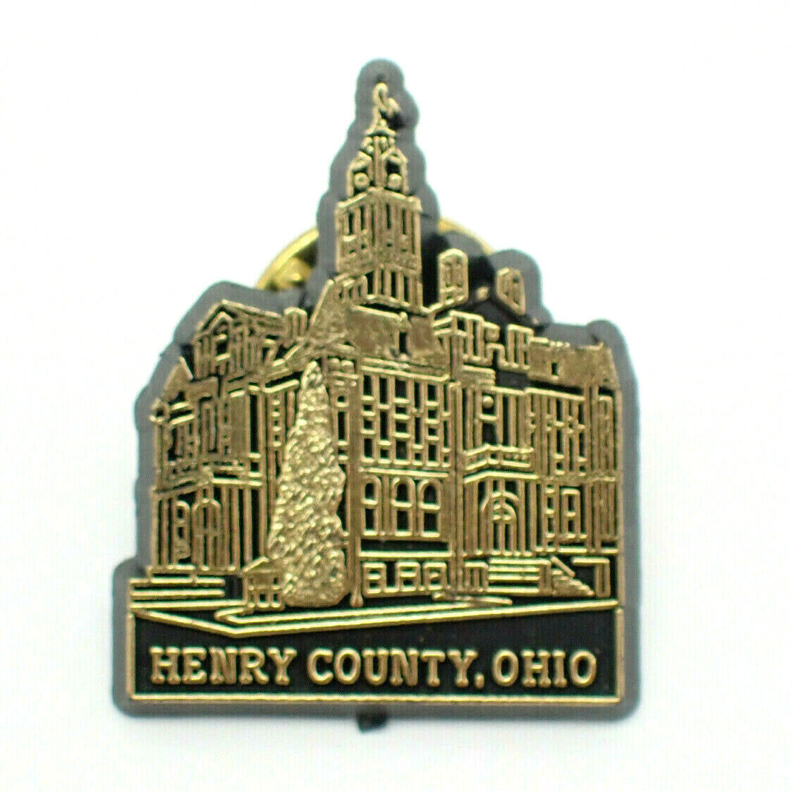 Henry County Ohio Gold Tone Vintage Lapel Pin