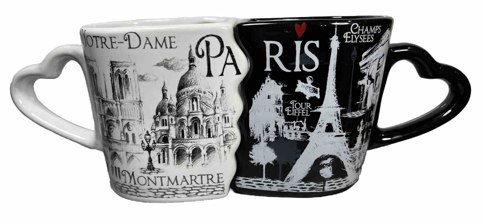 Paris - Notre Dame Interlocking Vintage Mug / Cup Set Collectable Drinkware