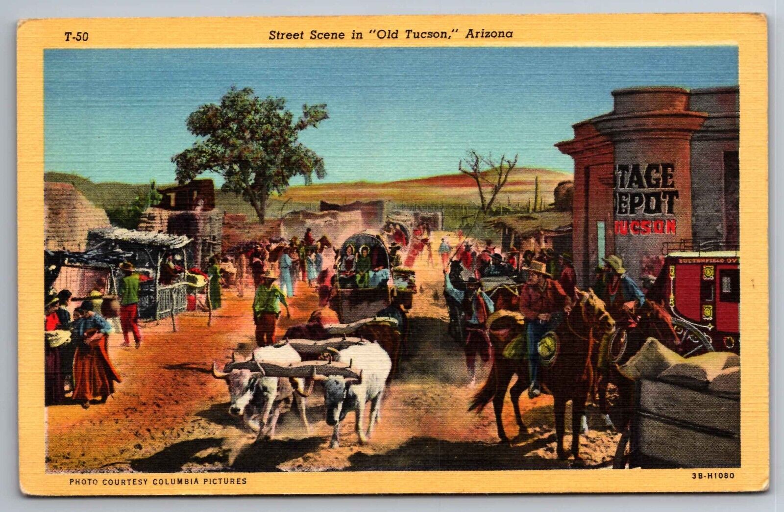 Postcard  Street Scene Old Tucson Arizona Teich Lin. Unp.     B 23