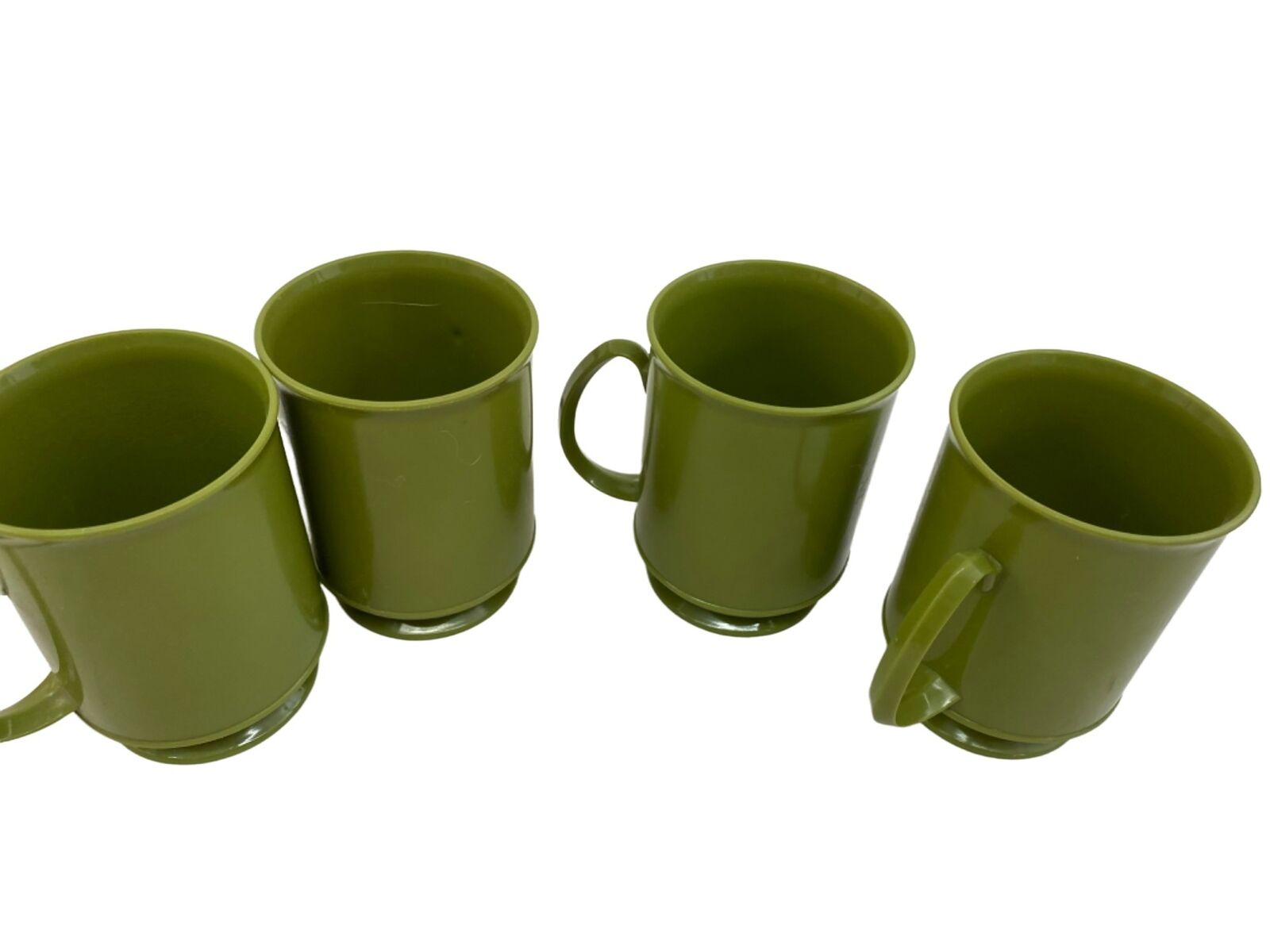 Vintage MCM plastic handled mugs olive green