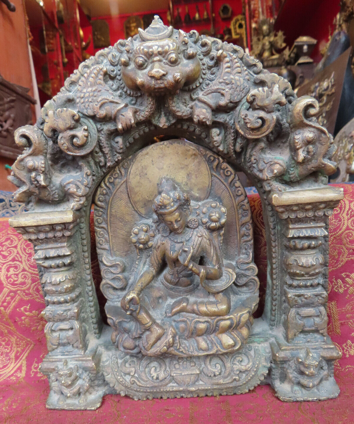 Antique Master Quality Handmade Bronze Newari Tibetan Green Tara Rupa, Nepal