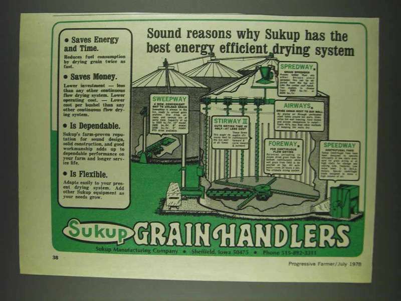 1978 Sukup Grain Handlers Ad - Efficient Drying System