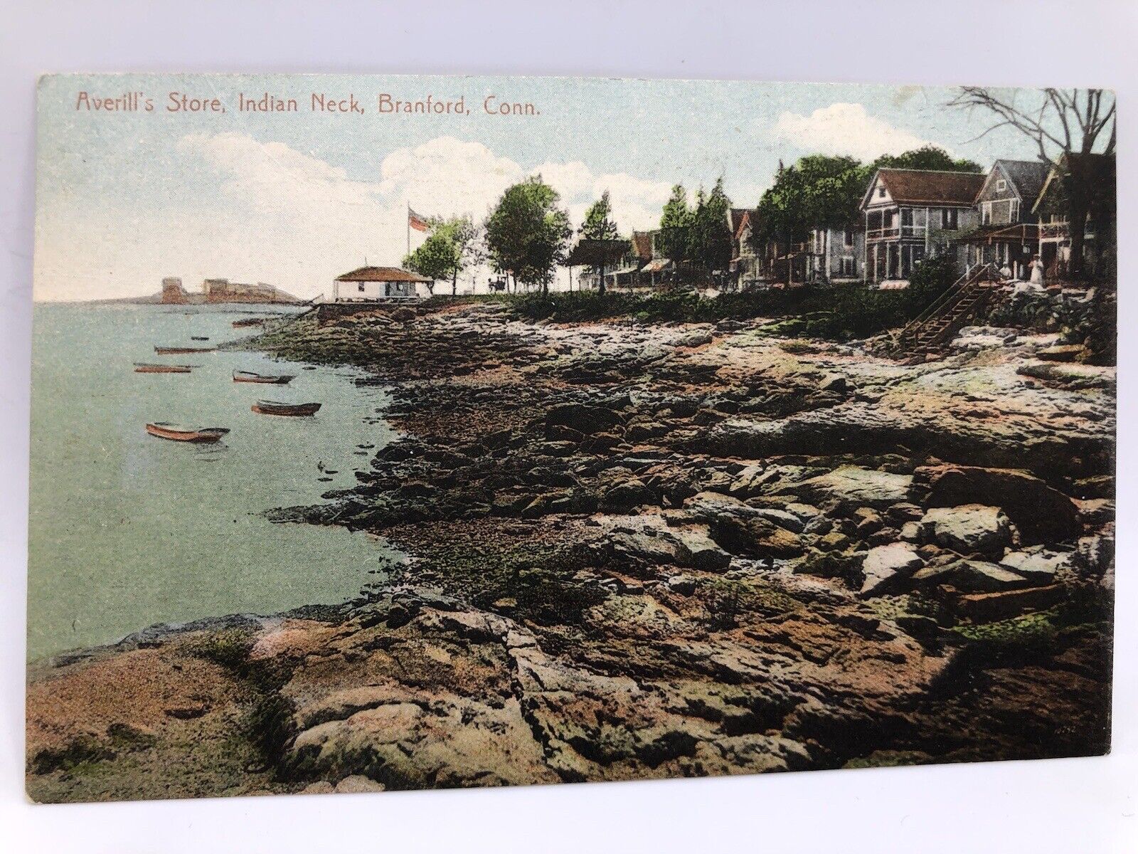 Postcard Averill's Store Indian Neck Bradford Connecticut Posted 1912