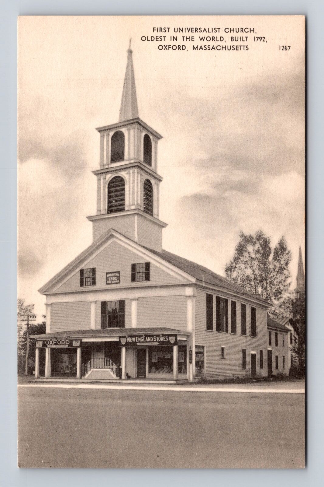 Oxford MA-Massachusetts, First Universalist Church, Antique, Vintage Postcard