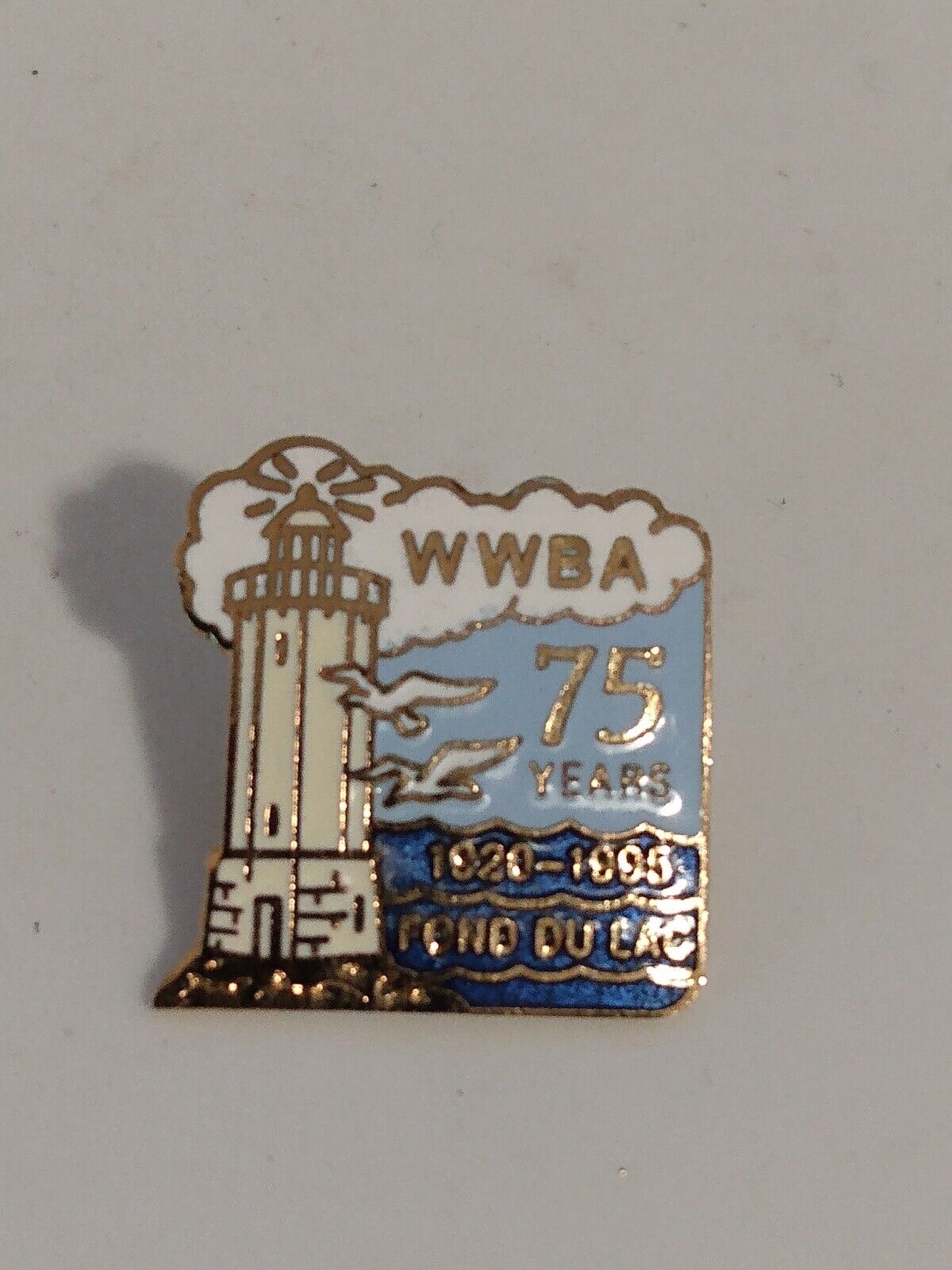 WWBA 75 Years 1920-1995 Fond Du Lac Lighthouse Lapel Pin