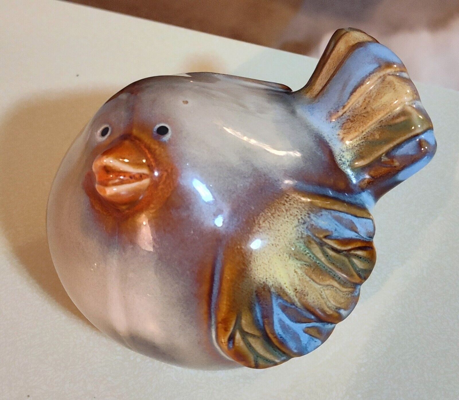 Chubby Ceramic Pottery Bird Figurine