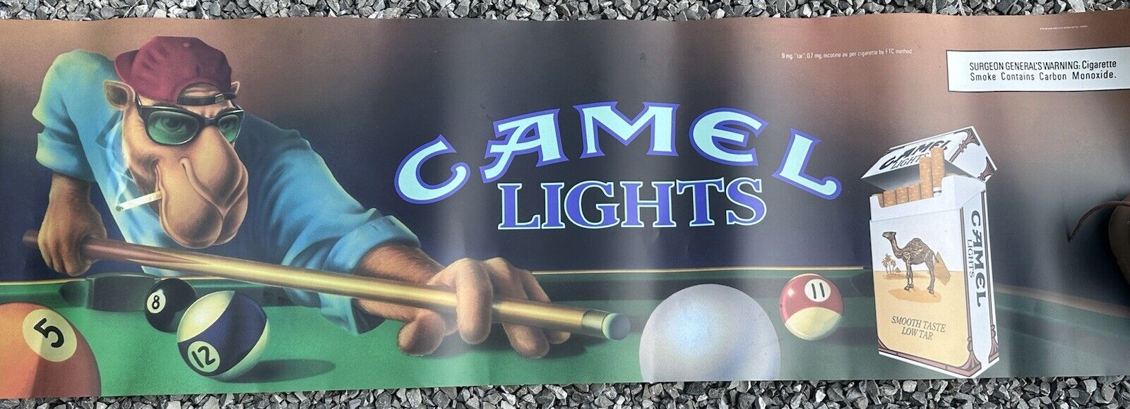 Vintage Camel Lights Billiards Cigarettes Banner Advertising Sign (49\