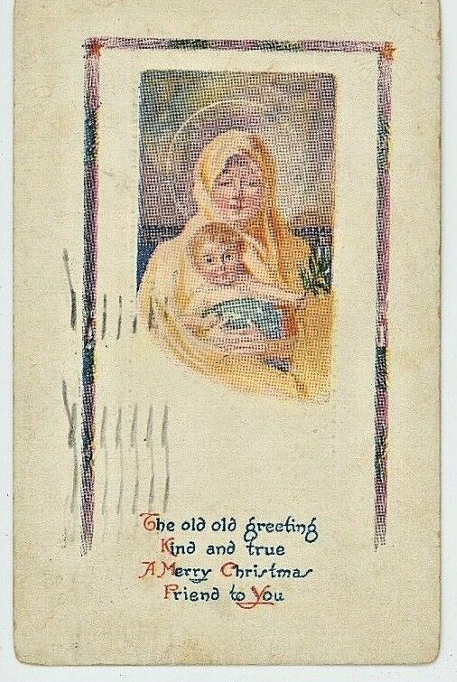 c.1915 Mary, Baby Jesus, Christmas Postcard  P2 BN3 La Crosse, WI Vintage