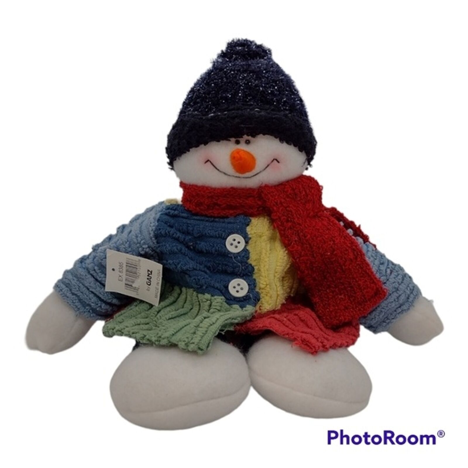 Ganz. NEW  Decorative Snowman Plush. Chenille Jacket  Sparkle Hat.  13\