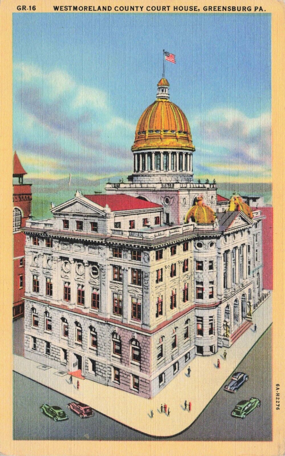Postcard Westmoreland County Court House Greensburg PA Linen Pennsylvania