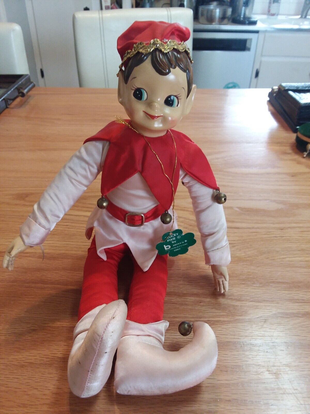 Vtg Brinn's porcelain face and hands. Lucky pixie elf doll