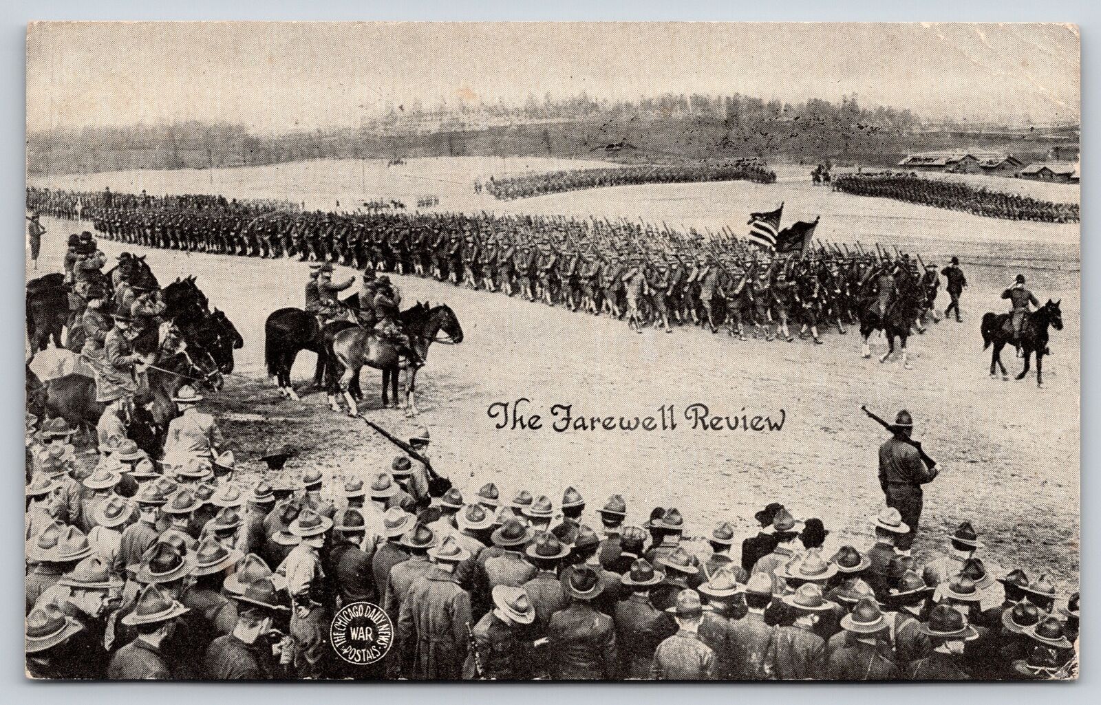 Military~Air View Farewell Review B&W~Vintage Postcard