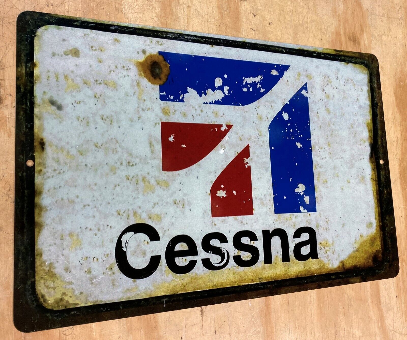 CESSNA Aircraft Logo Rusted Looking Aluminum Metal Sign 12\
