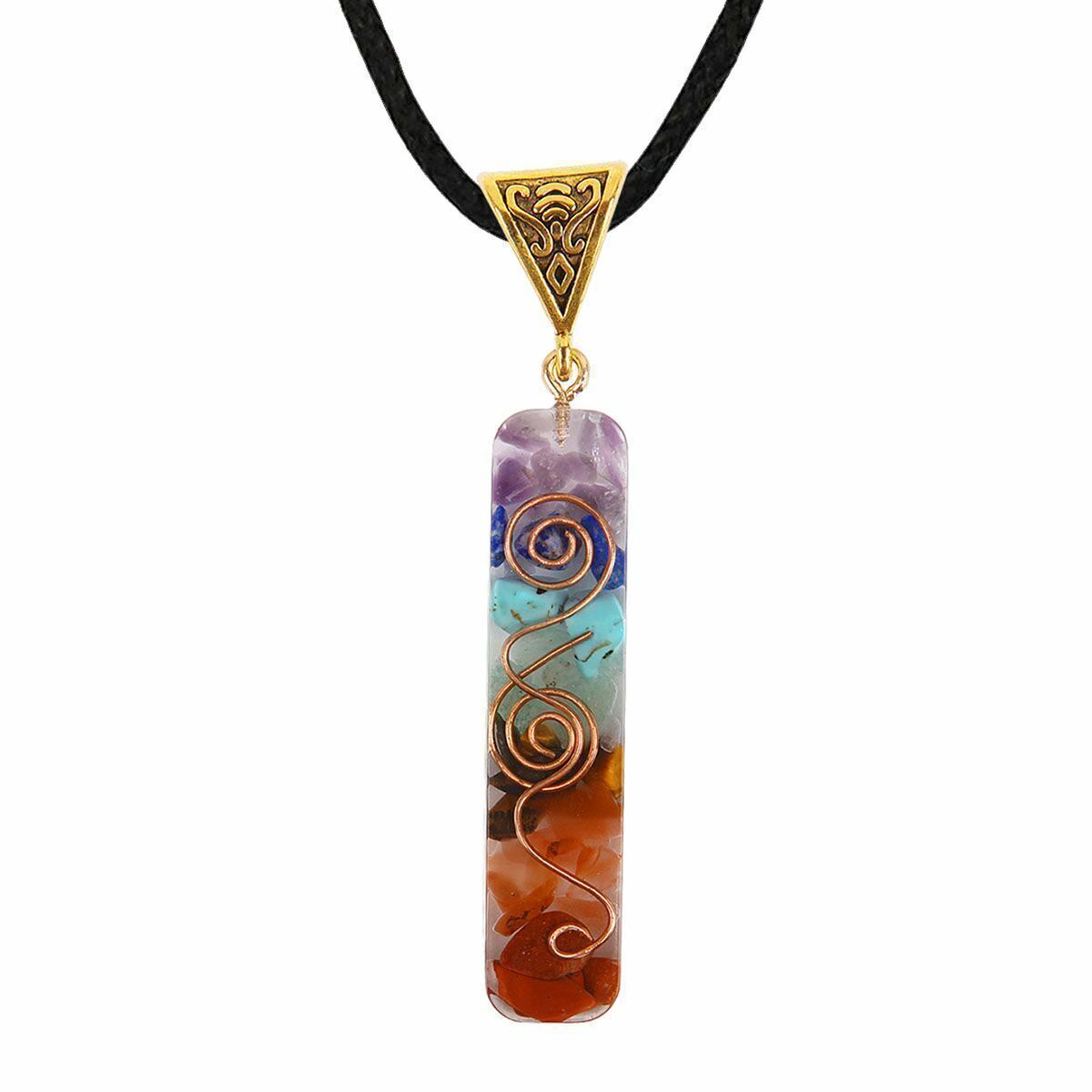 US 7 Chakra Orgone Energy Generator Pendant Copper Coil Orgonite Necklace Gifts