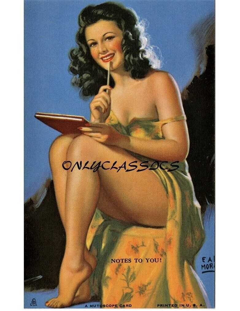 1942 Earl Moran Art Deco Leggy Sexy PinUp Risque Notes To You Print Cheesecake