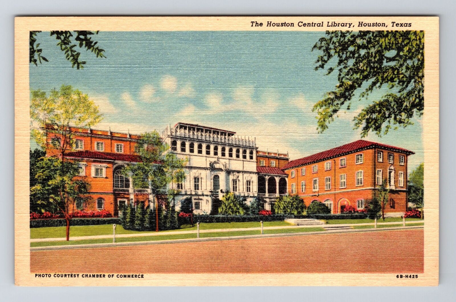 Houston TX-Texas, The Houston Central Library Vintage Souvenir Postcard