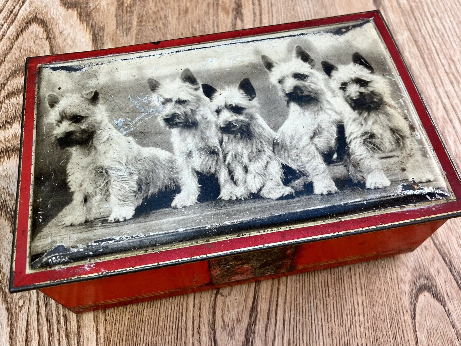 Rare Vintage Large Permanol Lighter Fuel Tin Cairn Terriers