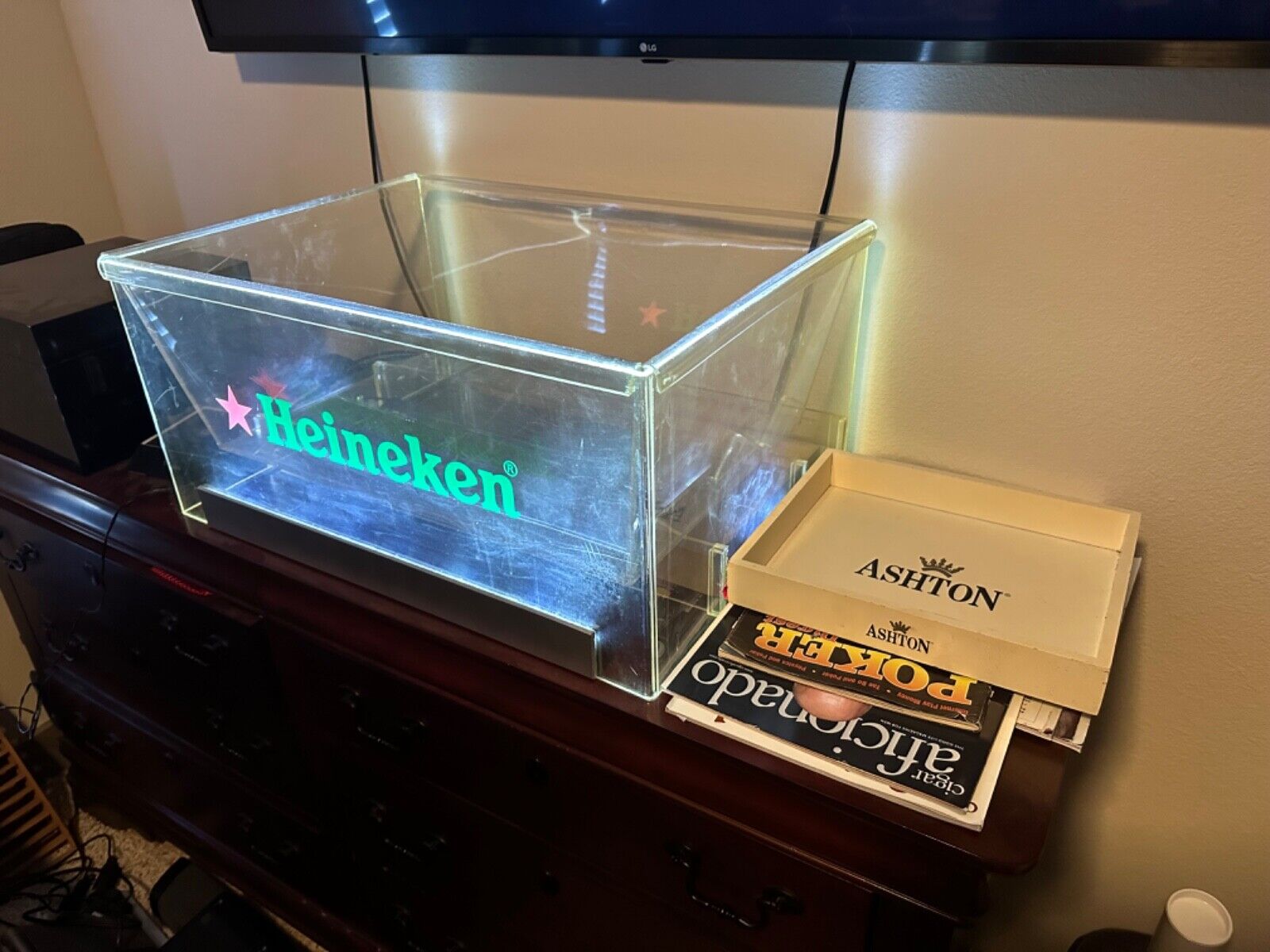 Lighted Heineken Plexiglass Cooler Promo for Byron Nelson AT&T Corporate Suite