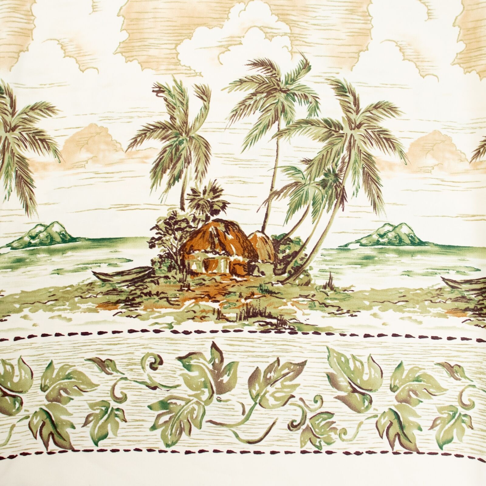 Hawaiian Fabric Yardage 4 Yards Border Print Shirting Dressmaking Huts Palms
