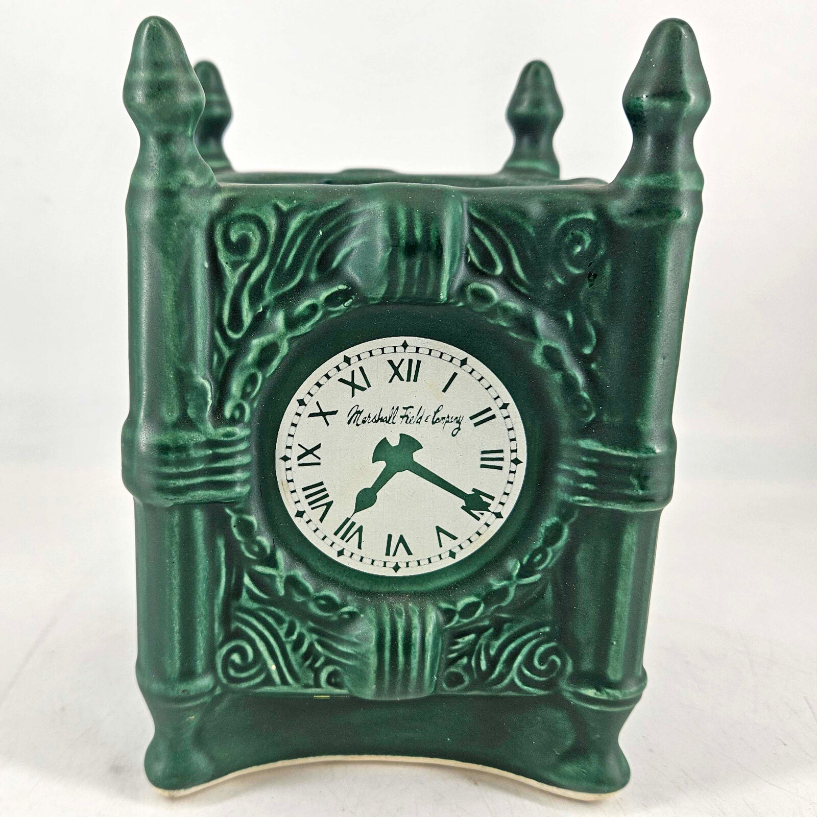 Vintage Marshall Field State Street Clock Cookie Jar planter utensil holder