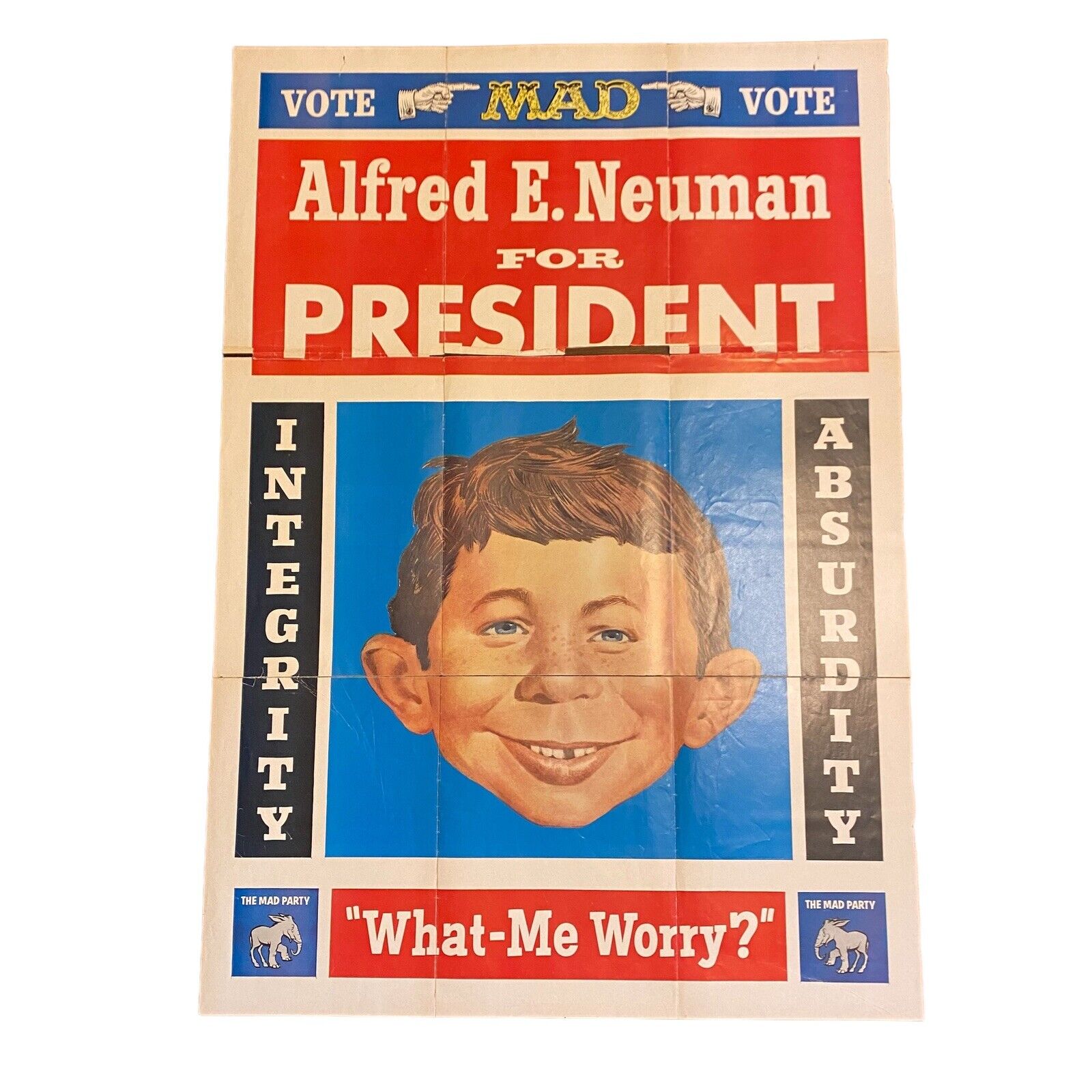 Rare ALFRED E. NEUMAN FOR PRESIDENT 1968 What-Me Worry? Mad Magazine Poster