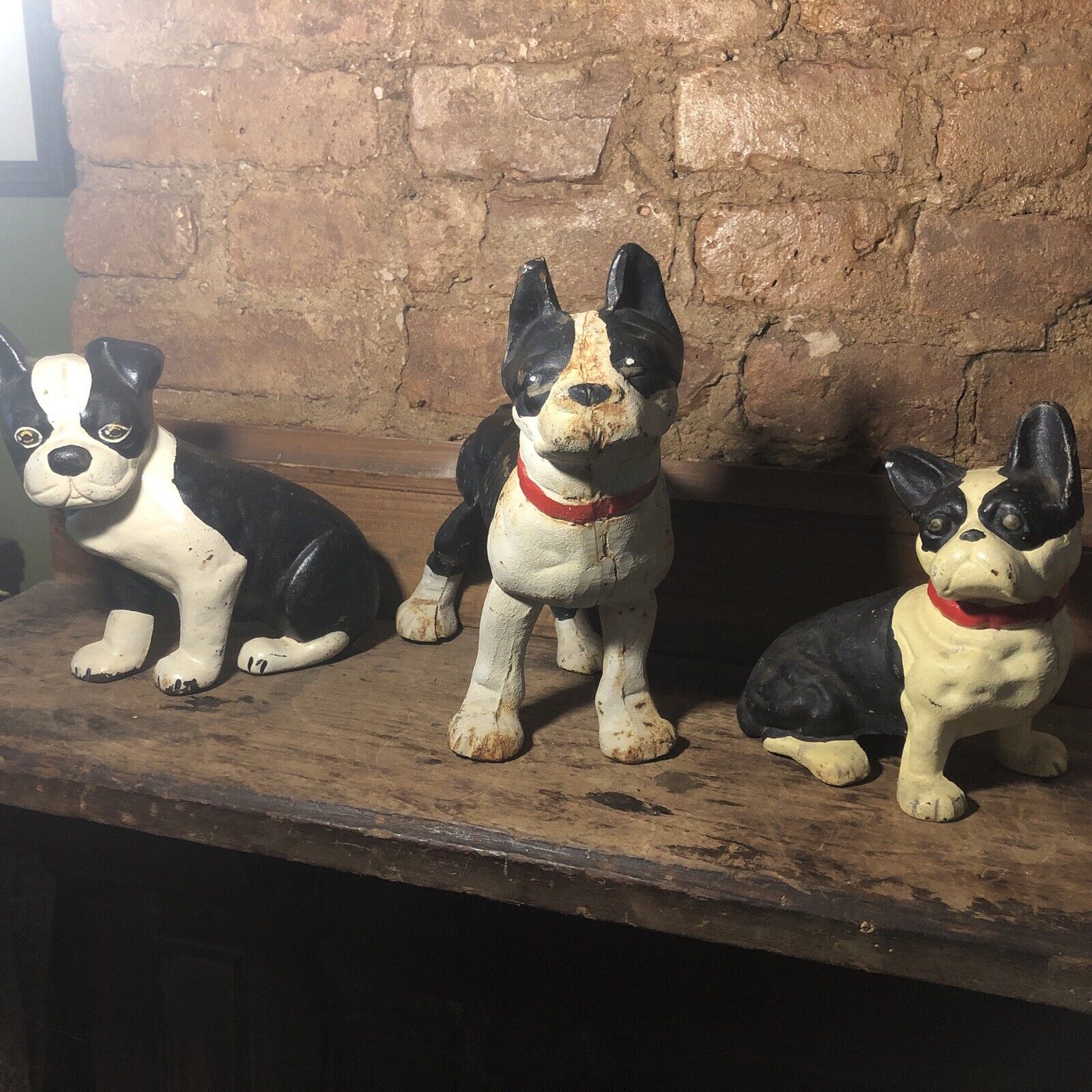 Lot 3  Different Cast Iron Boston Terrier French Bull Dogs Door Stops