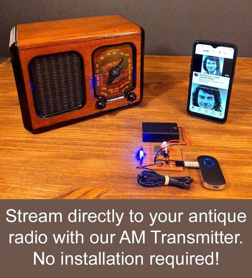 AM Transmitter - Stream to Your Vintage Tube Radio - Wireless Bluetooth Receiver