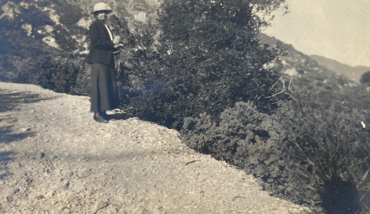 c1910s Woman Standing At Mt. Lowe In California Antique Photograph