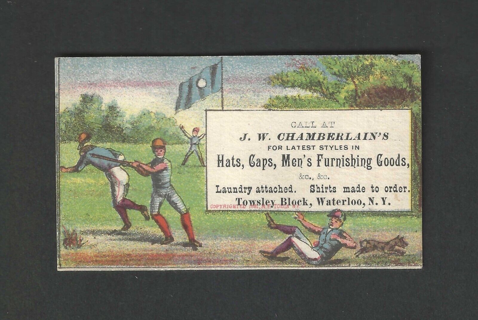 1881 TOBIN BASEBALL SCENE TRADE CARD