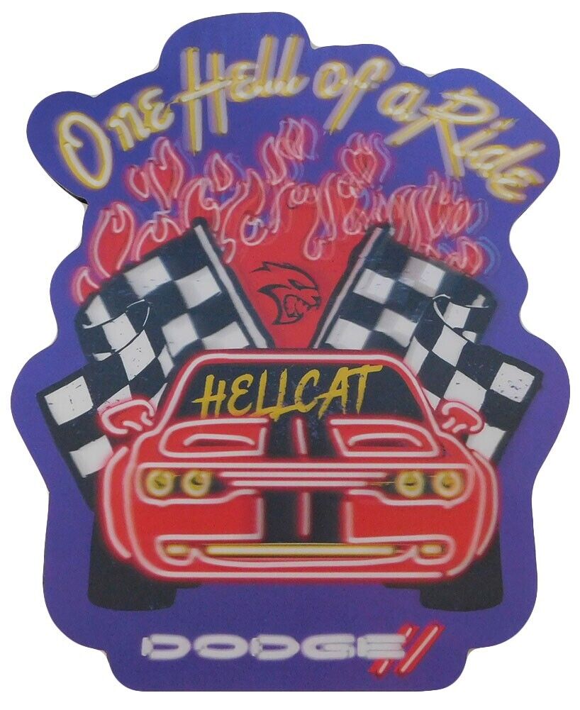 Dodge Hellcat One Hell Of A Ride Lenticular 3-D Wooden Sign MS478