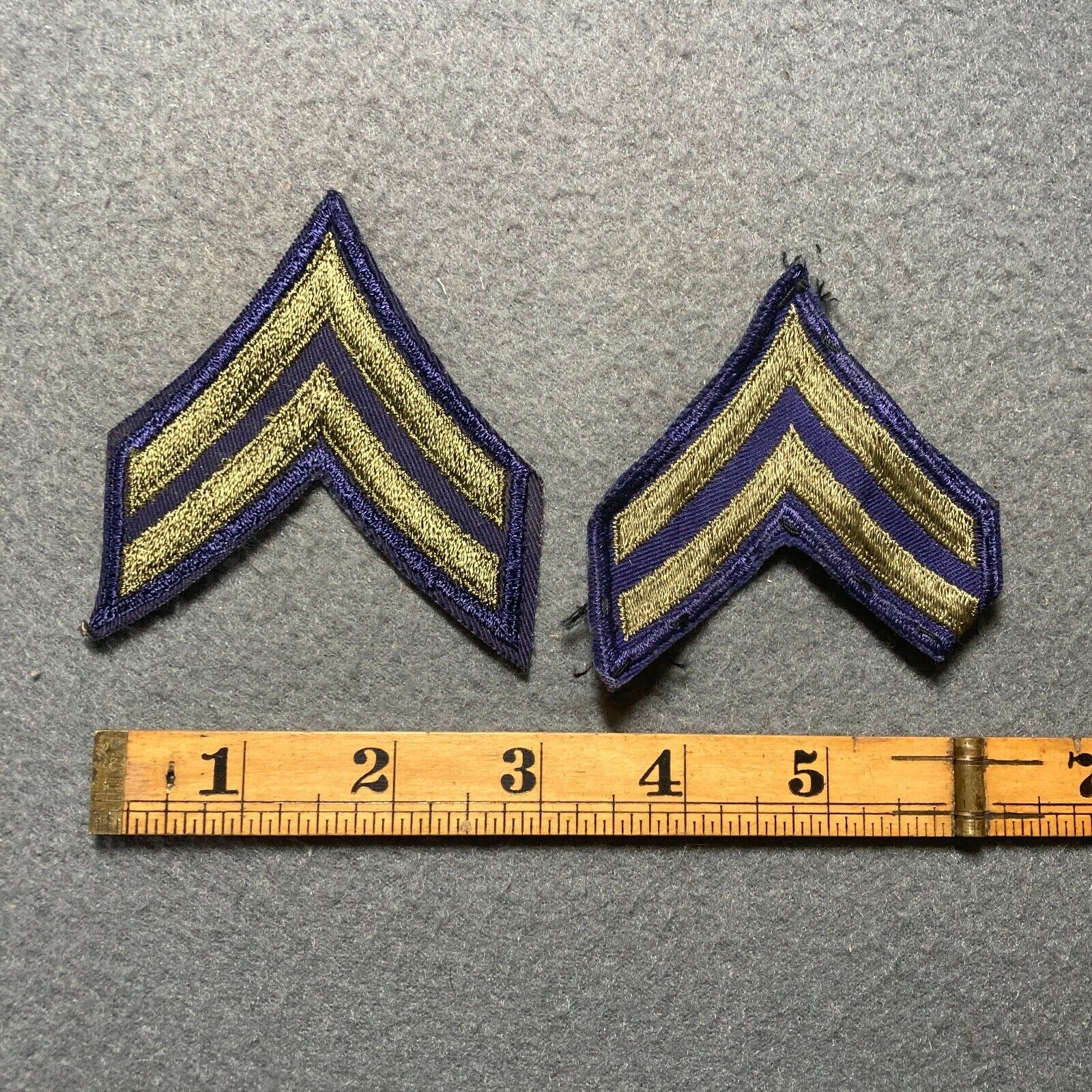 Pair Of Blue Green Chevron Two Stripe Corporal Rank Patches M7,