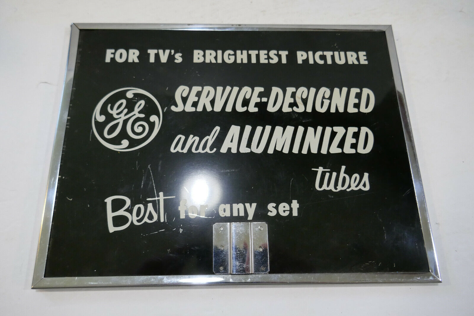 Vintage GE TV Service & Aluminized Tubes Mirror Sign 11 X 9 Good Condition