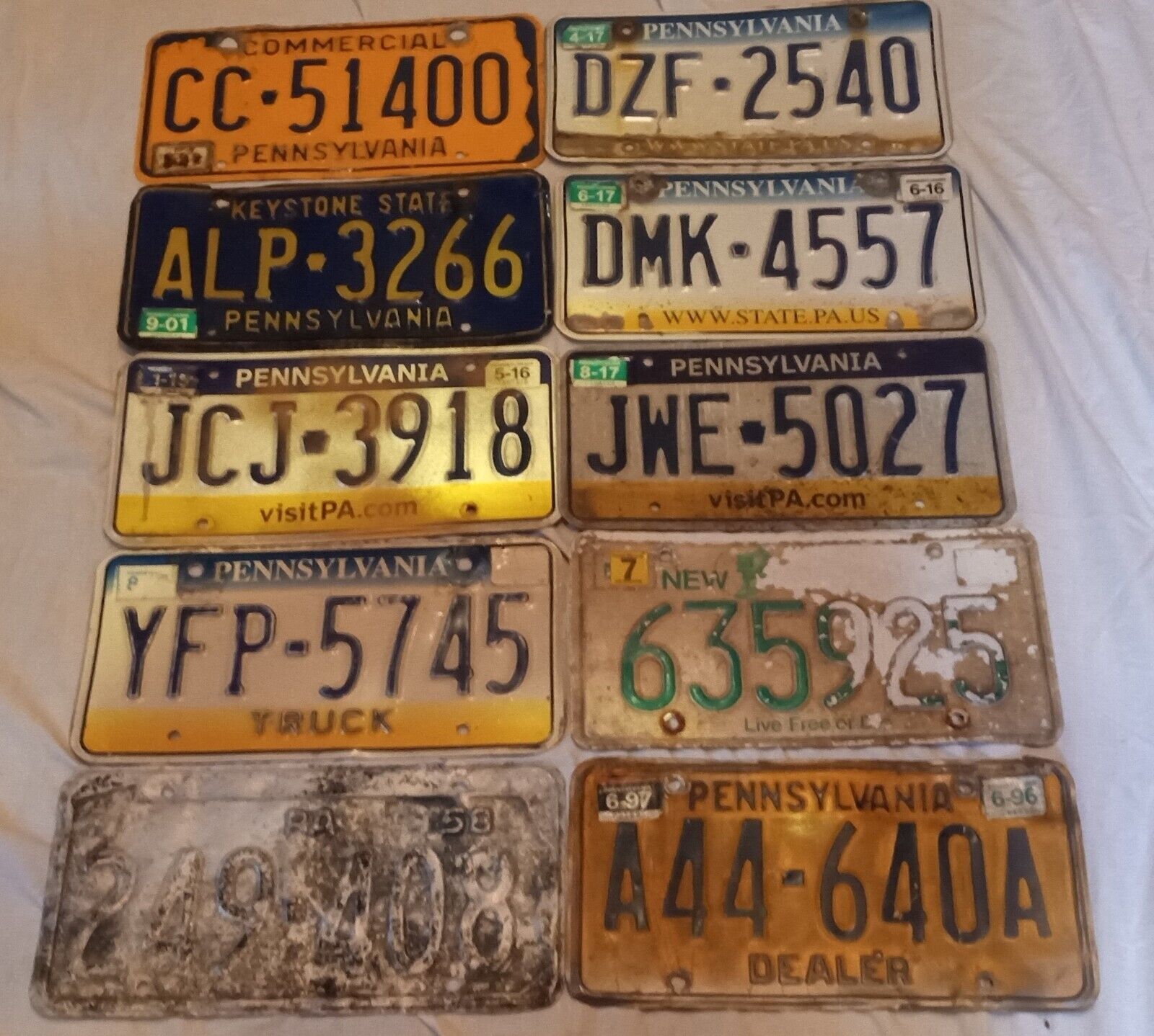 1970s- 2017 PA Pennsylvania Car License Plate Embossed Craft Lot Mixed Base Poor