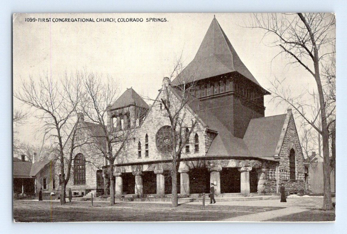 1915. FIRST CONG. CHURCH. COLORADO SPRINGS, COLO. POSTCARD HH21