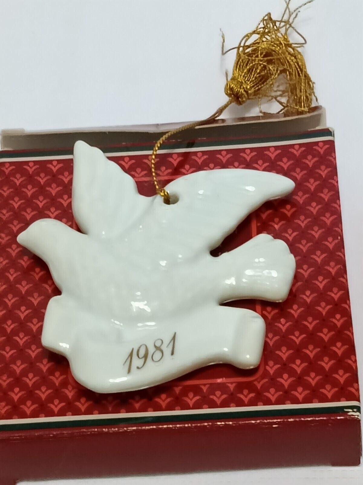 Vintage 1981 Ornment Dove White ceramic Christmas Holiday
