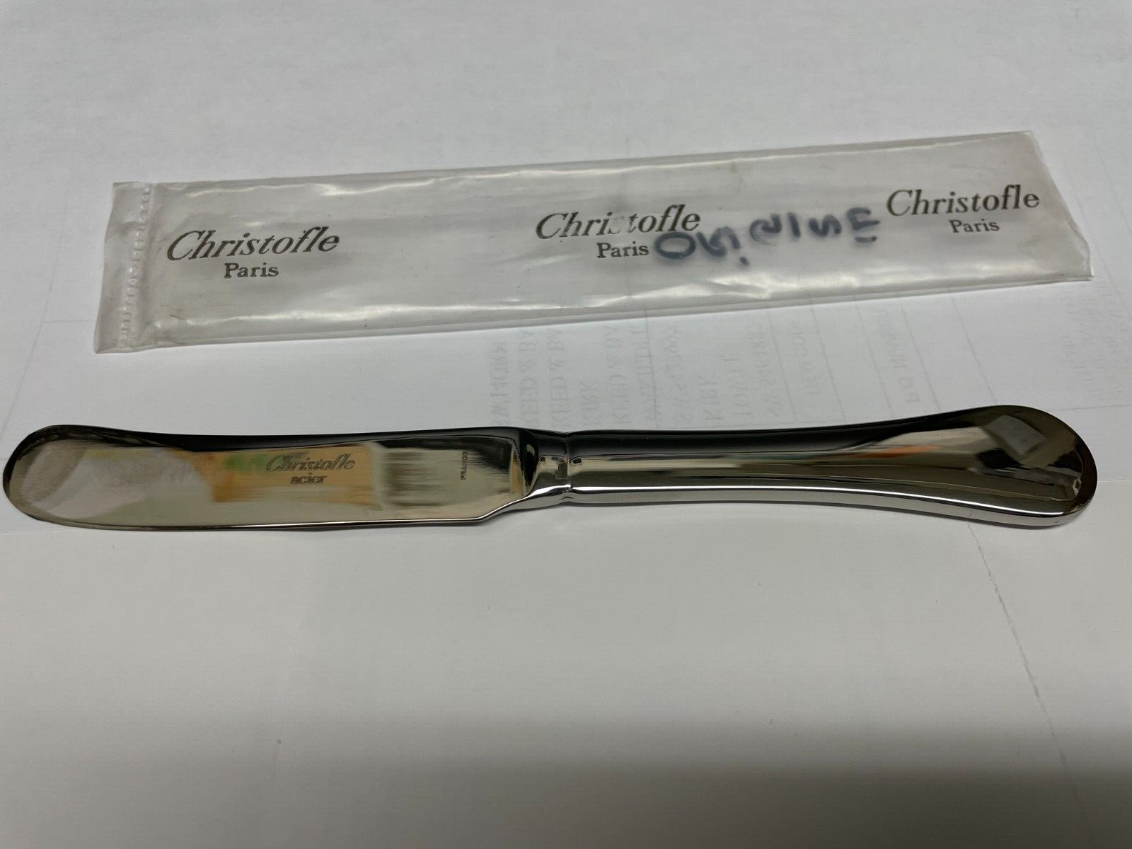 NEW CHRISTOFLE ORIGINE STAINLESS HH Butter spreaders Shiny