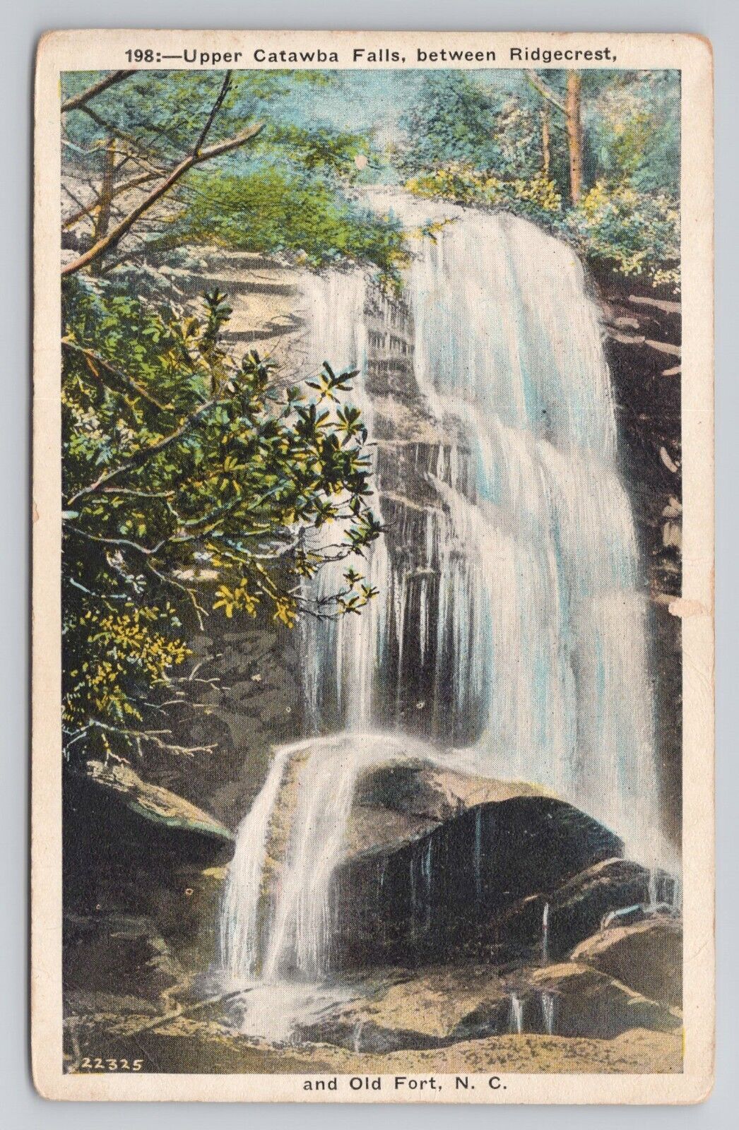 Postcard Upper Catawba Falls Between Ridgecrest And Old Fort North Carolina