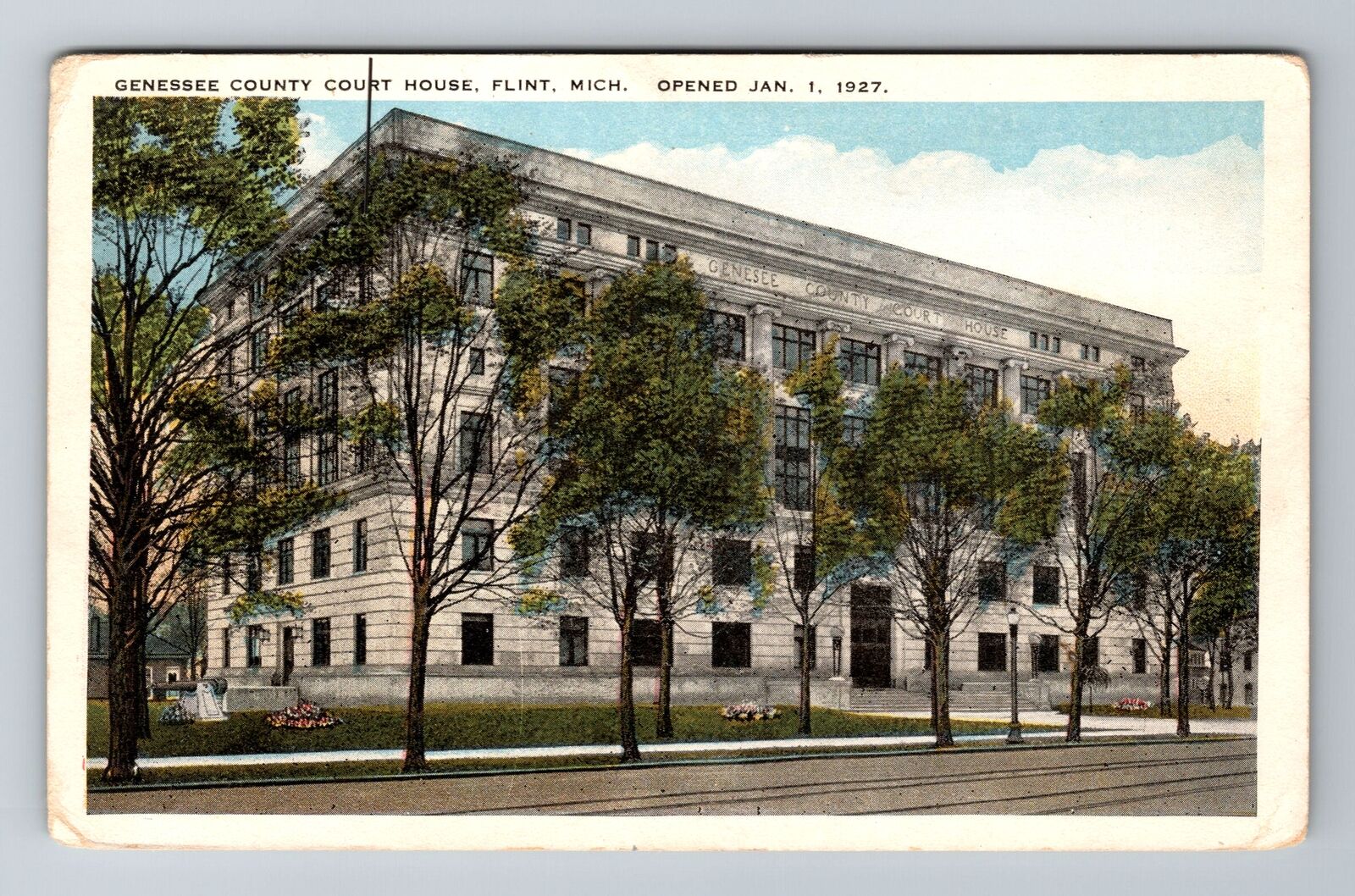 Flint, MI-Michigan, Genessee County Courthouse Antique, Vintage Postcard