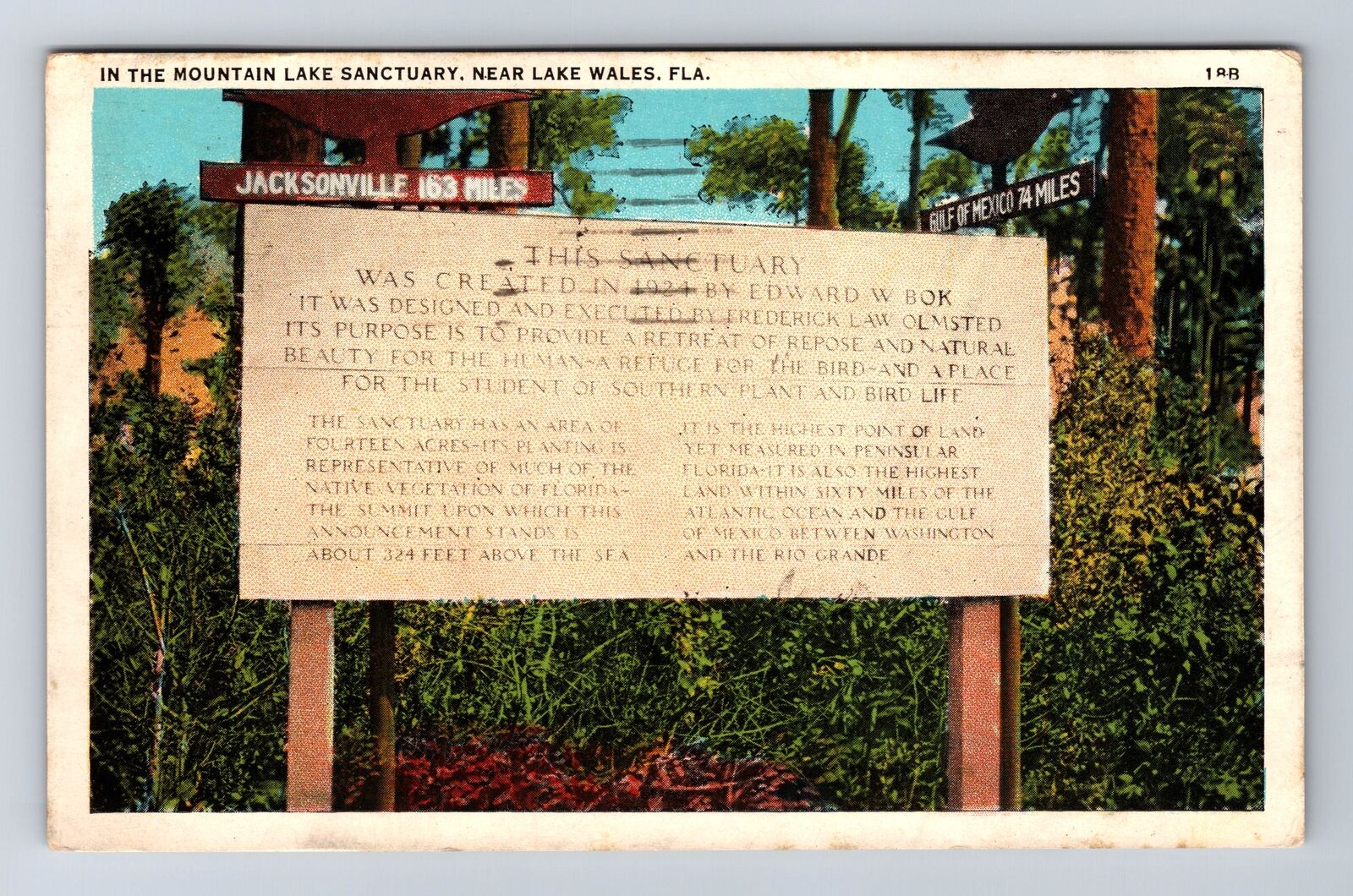 Lake Wales FL-Florida, In The Mountain Lake Sanctuary, Vintage c1934 Postcard
