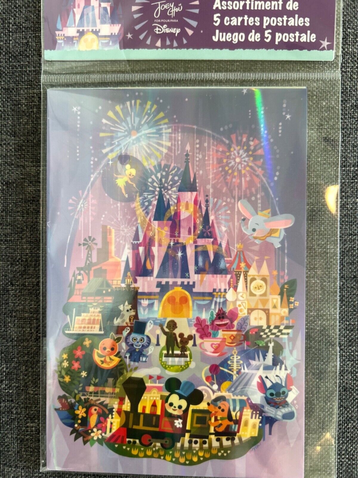 Disney Parks Joey Chou Set of 5 Postcards ART 4x6 Magic Kingdom Castle Sealed