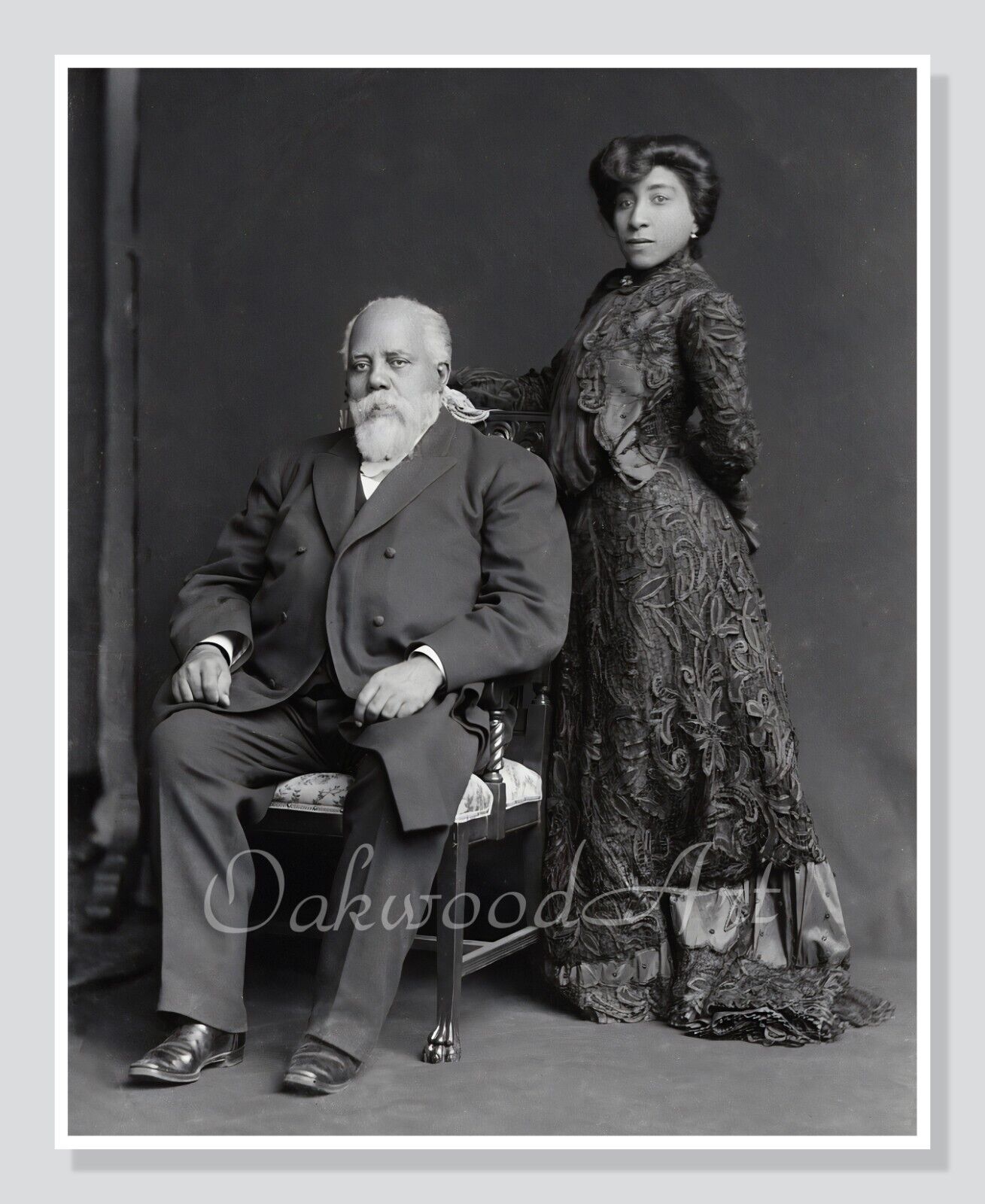 Elderly Black Reverend & Young Wife c1903, Victorian Era, Vintage Photo Reprint
