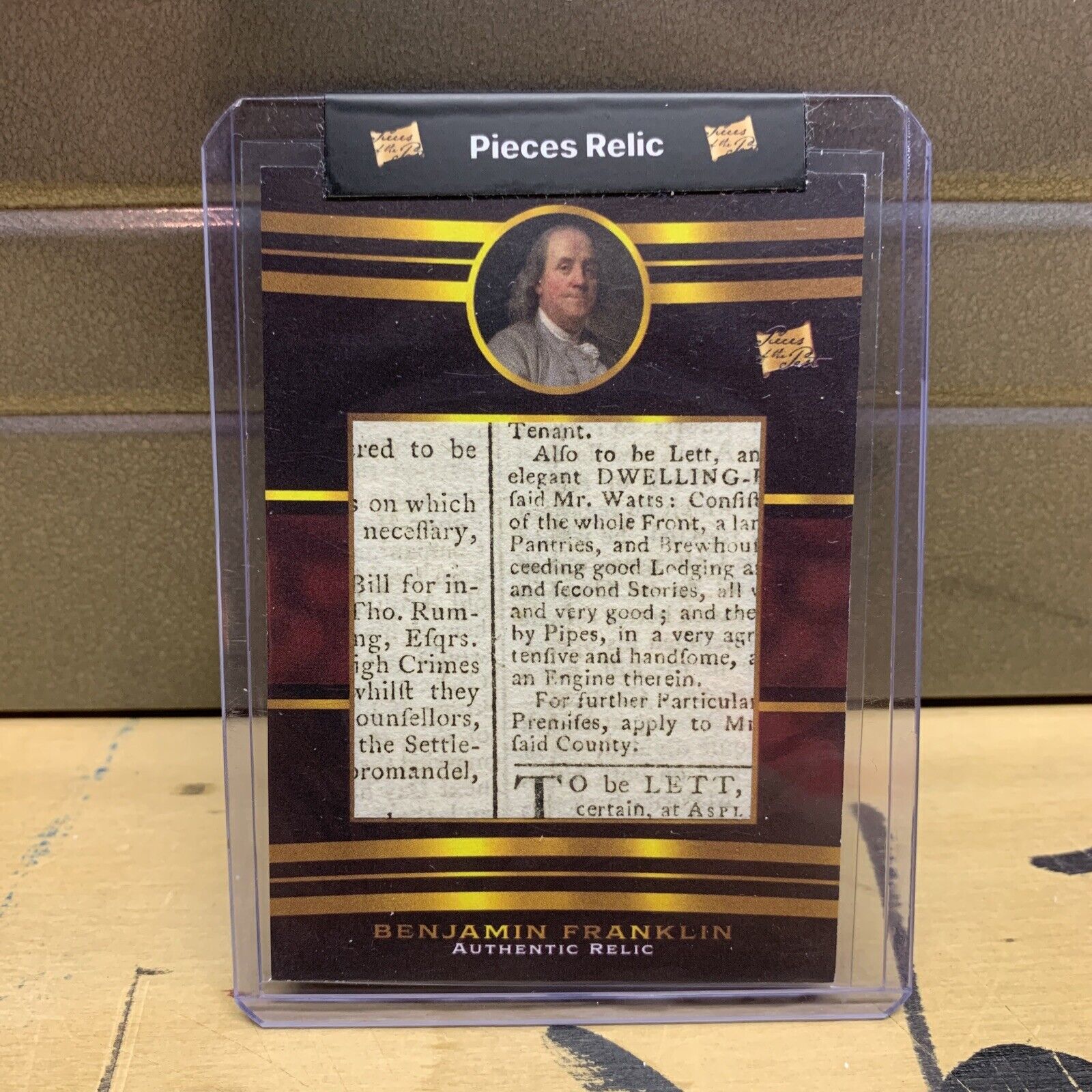 2022 THE BAR PIECES OF THE PAST BENJAMIN FRANKLIN AUTHENTIC RELIC CARD