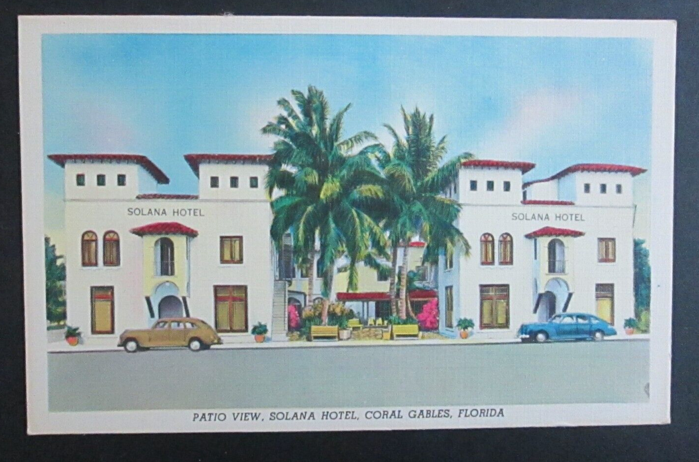 Patio View Solana Hotel Coral Gables FL Unposted Linen Postcard