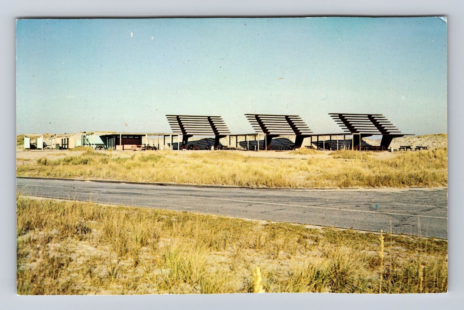 Cape Hatteras NC-North Carolina, Coquina Beach Shade Structure, Vintage Postcard