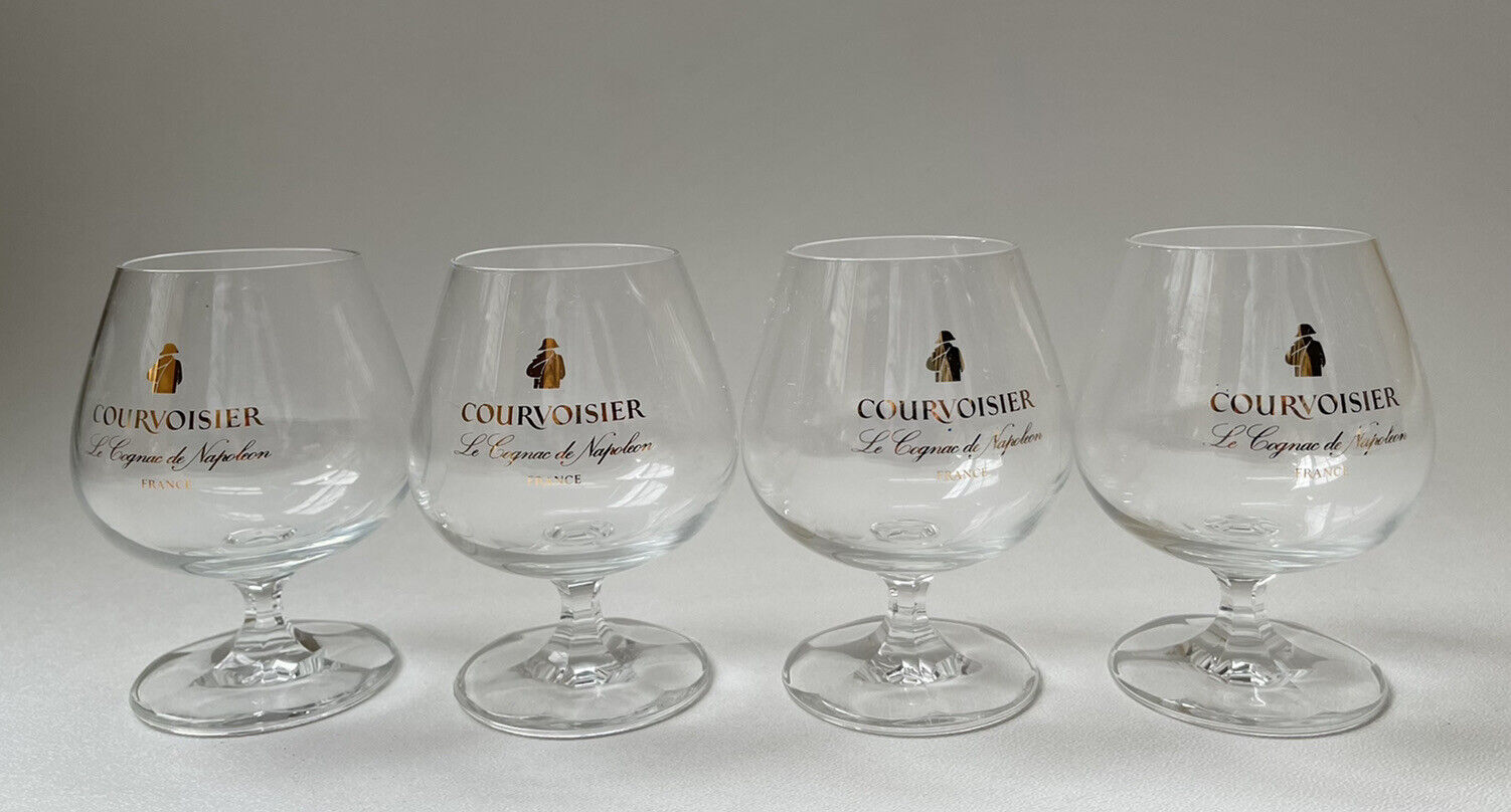 FOUR VTG Courvoisier Le Cognac De Napoleon Snifter Glasses Made in France -C25